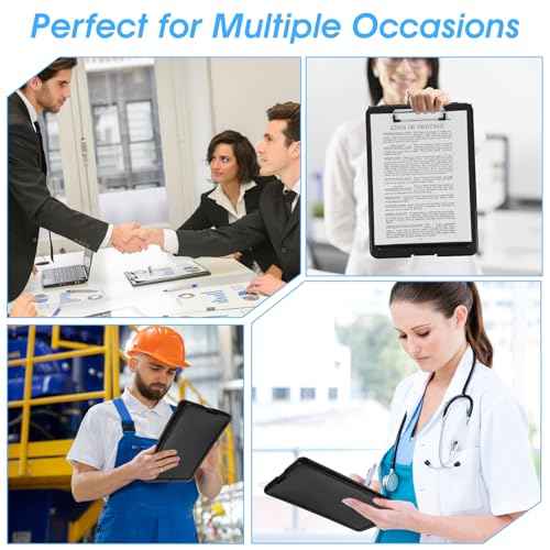 10 Pcs Storage Clipboard Nursing Clipboard with Storage and Low Profile Clip PP Plastic Foldable Clipboards Storages for Home Office School, (9.5 x 13.5 Inch, Black)