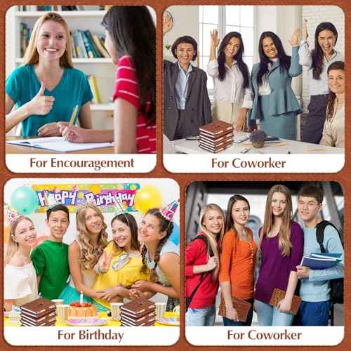 24 Pcs Friendsgiving Gift Bulk for Good Friends A6 Leather Journal Notebook Notepads with Bamboo Pens Friendship Appreciation Gift for Thanksgiving Birthday Women Sister Group (Brown)