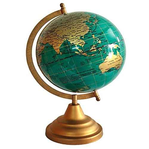 Premium Decorative Rotating Globe with Metal Arc and Base/World Globe/Home Decor/Office Decor (8 Inch, Green)