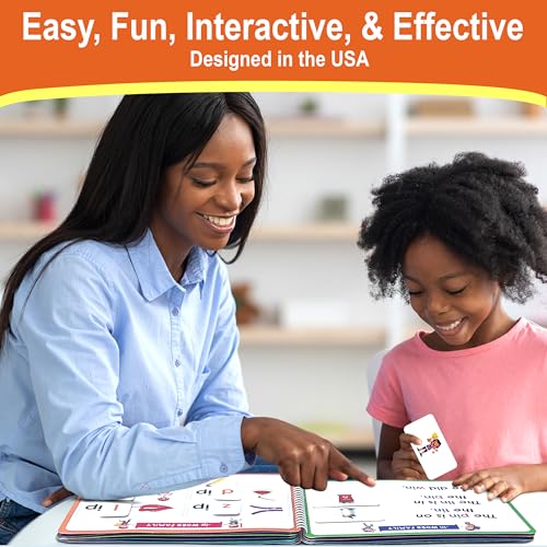 Learn to Read Phonics Busy Book for Beginning Readers, Montessori-Inspired Set of 3 Busy Books for Kids Ages 4-8, 60 Learning Activities, Read in 4 Weeks with CVC Words and Sight Words