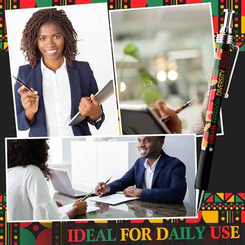 200 Pcs Juneteenth Gift Bulk Happy Juneteenth Day Ballpoint Pens Freedom Day Independence Theme Ballpoint Pens for Party Supplies Favors Festival Decoration (Geometric Pattern)