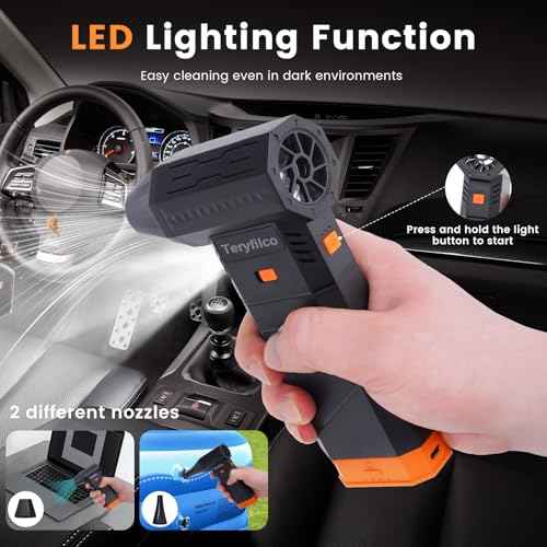 Compressed Air Duster,130000RPM Cordless Electric Air Blower with Brushless Motor,3-Speed Adjustable & Rechargeable ? Powerful Dust Cleaner for Keyboard,Car,Computer,Outdoor,Air Bed