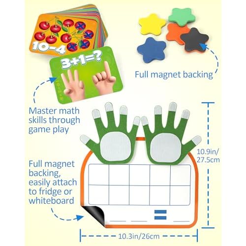 Coogam Montessori Math Manipulatives Number Counting Block, Magnetic Ten Frame Addition Subtraction Practice with Dry Erase Board, Educational Learning Toy Gift for 1st 2nd & 3rd Grade