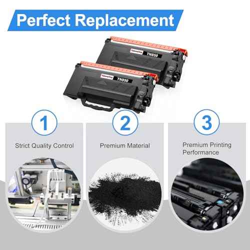 TN850 TN820 High Yield Toner Cartridge TN 850 TN-850 Replacement for Brother TN820 TN-820 TN 820 Use for HL-L6200DW MFC-L5700DW MFC-L5850DW HL-L5200DW MFC-L5900DW MFC-L6800DW Printer-2 Pack