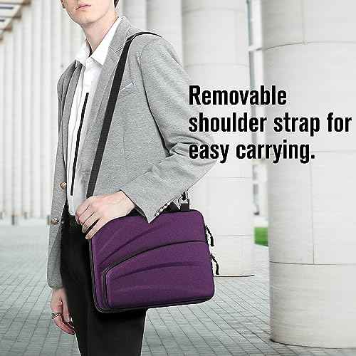 FINTIE 11-11.6 Inch Chromebook Sleeve Case - Protective Briefcase Shoulder Bag with Accessory Pouch for Up to 11.6" Laptop Notebook Ultrabook, Purple