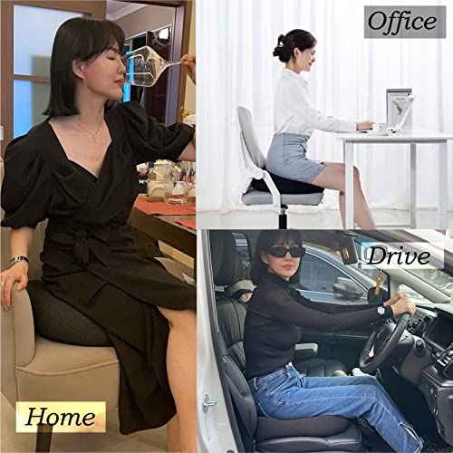 Seat Cushion Pillow for Office Chair/Car, Adult Car Booster Cushions for Short People Increase Field of View, Support Chair Pad for Butt, Tailbone, Back, Coccyx for Computer, Desk Chair