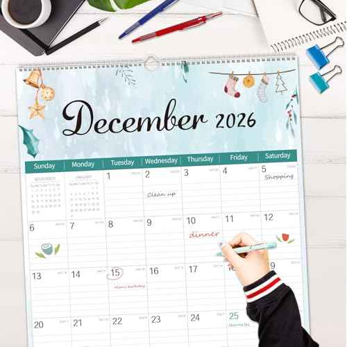 GuassLee Extra Large Wall Calendar 2026, 36"x24" Jumbo Wall Hanging Planner 18 Months from Jan. 2026 through Jun. 2027 with Watercolor Design and Thick Paper for Office School Home Teacher Academic
