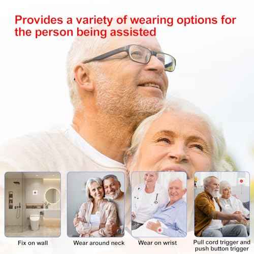 XUK WiFi SOS Caregiver Pager Call Button for Elderly, No Monthly Fee 2.4GHz Wi-Fi APP Control Wireless Nursing Call System with 1 SOS Watch Pagers & 1 Receiver Life Alert Systems for Seniors