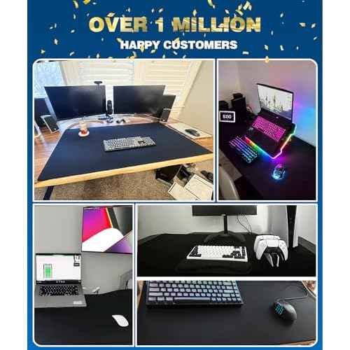 KTRIO Large Gaming Mouse Pad with Stitched Edges, Oversized Mousepad with Superior Micro-Weave Cloth, Non-Slip Base, Water Resist Keyboard Pad, Desk Pad for Gamer, Office & Home, 47.3 x 23.6 in, Black