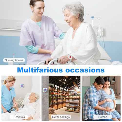 Caregiver Pager Life Alert Systems for Seniors No Monthly Fee Wi-Fi APP Control Elderly Alarm Call Button Panic Alarm for 1 Call Button 1 Watch Button 1 Receiver(Only Supports 2.4GHz Wi-Fi)