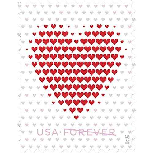 Made of Hearts Sheet of 20 Forever First Class Postage Stamps Wedding Celebration Love Valentines (1 Sheet of 20)
