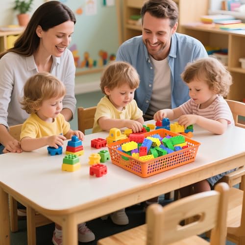 6 Pack Plastic Classroom Storage Baskets, Paper Trays for Classroom Organization & Turn in Trays for Teachers, Students, Desk Organizer Bin 13.8x10.6x3.1 Inch (Rainbow)