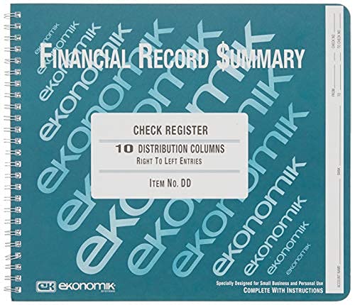 Ekonomik DD Wirebound Check Register with 10 Left Distribution Columns, 8.75 x 10