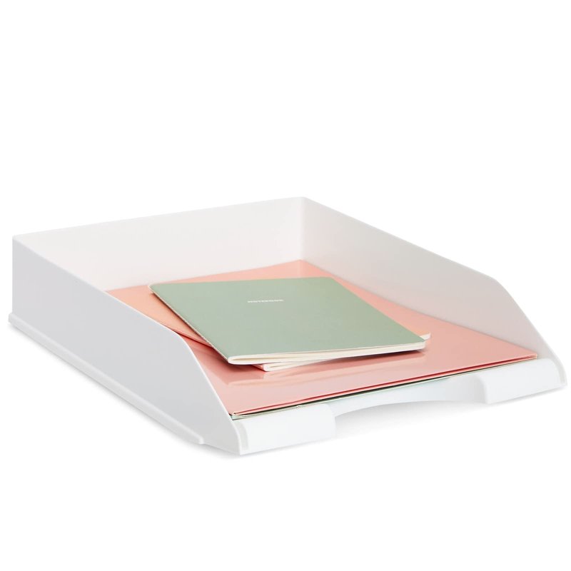 Stockroom Plus Rectangular Letter Trays - Paper Trays for Classroom - Desktop Paper Organizer & File Holder - Document Organizer for Desk Storage - Pack of 4, White, 10 x 13.5 x 2.5 in