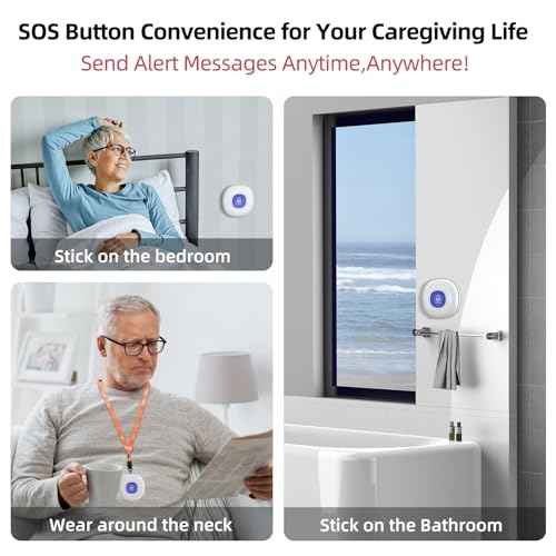 CallToU Wireless Caregiver Pager Call Button, Elderly Monitoring System Call Bell for Home/Personal Attention Pager 600ft Range, 55 Ringtone with 2 Alert Button and 2 Receivers