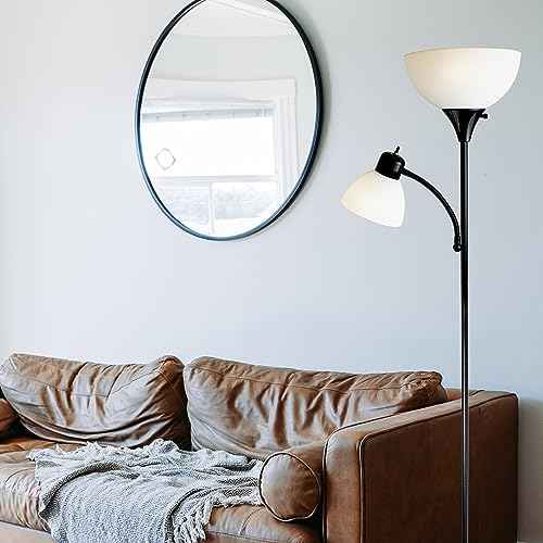 Newhouse Lighting NHFL-WI-BK Torchiere William 71 inch Modern Standing Daughter Floor Lamp, Perfect Light for Bedrooms, Living Room, Office, Reading, Mother-Son Black