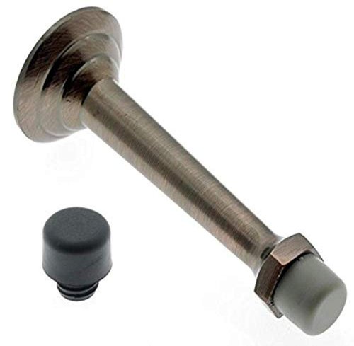 IDHBA idh by St. Simons 13013-08A Premium Quality Solid Brass Fancy 3-Ring Baseboard Door Stop, 3-3/4-Inch, Antique Copper