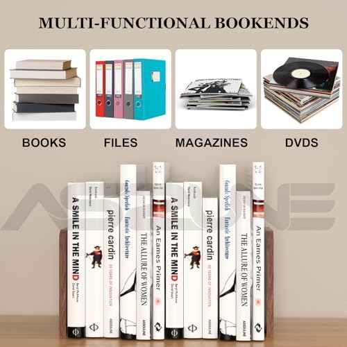6Pairs Square Wooden Book Ends Heavy Duty Bookends