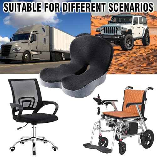 Memory Foam Seat Cushion for Truck Drivers Car Seat & Office Chairs Ergonomic Chair Cushion for Back Pain, Sciatica & Tailbone Relief ? Non-Slip Cover, Long Sitting Support & Driving (Gray)
