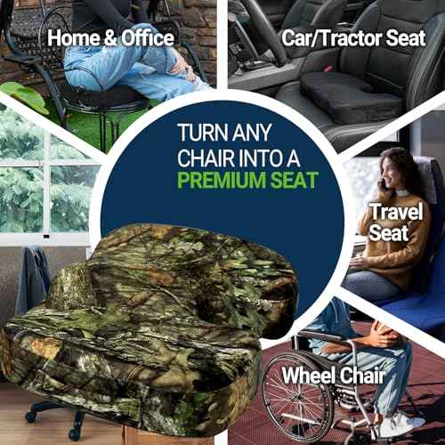 Gel Seat Cushion for Car Office - Memory Foam Pain Relief Chair Pillow Cushions - Tailbone Sciatica Coccyx Butt Lumbar Support Pad for Sitting Driving Traveling, Velvet, Mossy Oak