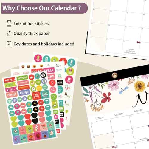 Calendar 2025-2026, Monthly Desk Calendar from July 2025 to December 2026, 17" x 12", Large Desktop Calendar Monthly, Perfect for Home or Office, Floral (Desk(17" x 12"£©)