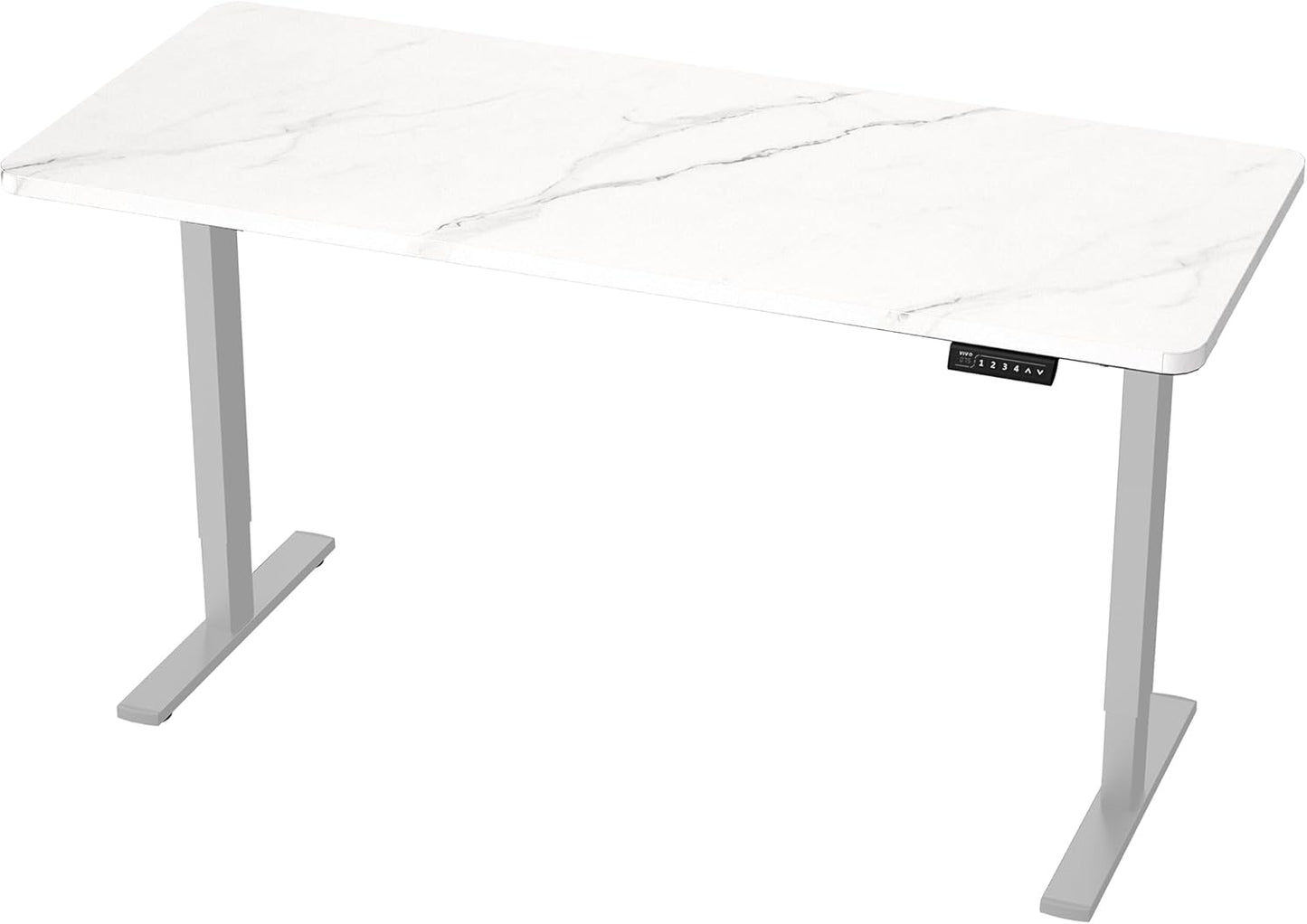 VIVO Electric Standing Desk - Memory Height Adjustment, 60 x 24 in, White Marble Top, Gray Frame