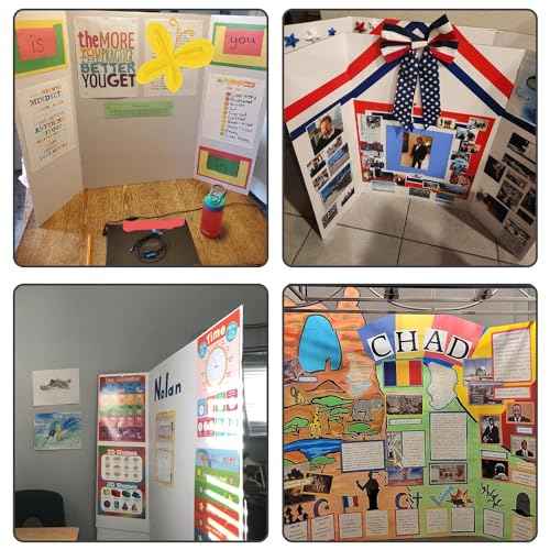 Trifold Poster Board, 24" x 16", 3-Pack, White Corrugated Project Boards for Science Fairs, School Projects, Event Displays, and Business Presentations