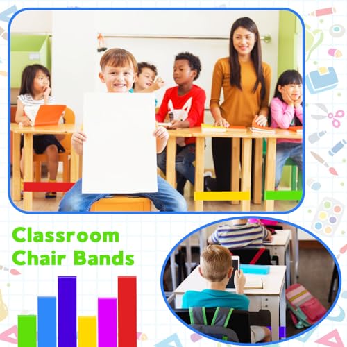 Multicolor Classroom Fidget Chair Bands for Kids - 18 Pack, Flexible & Durable