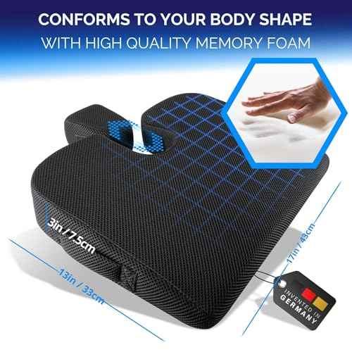 Healthfix¢ç Wedge Seat Cushion - Orthopedic Memory Foam Seat Wedge for Office Chairs, Posture Support, Pressure Relief for Back/HIPS/Tailbone - Medium (130-200 lbs)