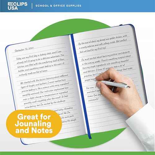 E-CLIPS USA Journal, Journal For Women & Men, Journaling Notebooks, Writing Journal, Lined Journal, Leatherette Cover, Bookmark Ribbon, Elastic Closure Band, Woodfree Paper, 5¡± x 8¡± (6 Pack)