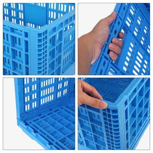 Collapsible Milk Crates, 72L Stackable Storage Crates, Plastic Heavy Duty Crate Basket, Folding Storage Containers for Organizing, Grocery, Office & Camping (23.6 "L ¡¿ 15.7" W ¡¿ 11.82 "H)