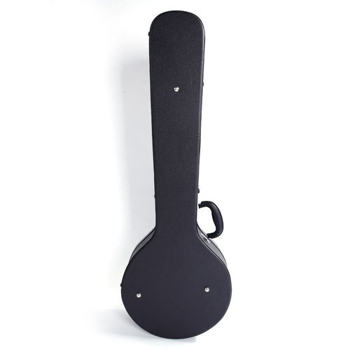 Ktaxon Banjo Hard Case with Micro Groove Pattern Leather, Wooden Banjo Cases Made of PVC, for 5/6 String Full Size Resonant Banjo-Black