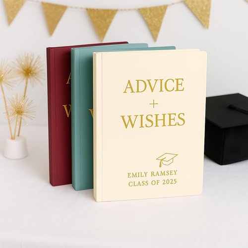 Personalized 2025 Graduation Guest Book ā 5.75 x 8.5'' Advice and Wishes Memory Book ā Graduation Sign-In Book for Party, Photoshoot & Signature Keepsake (Grad Guest Book 01)