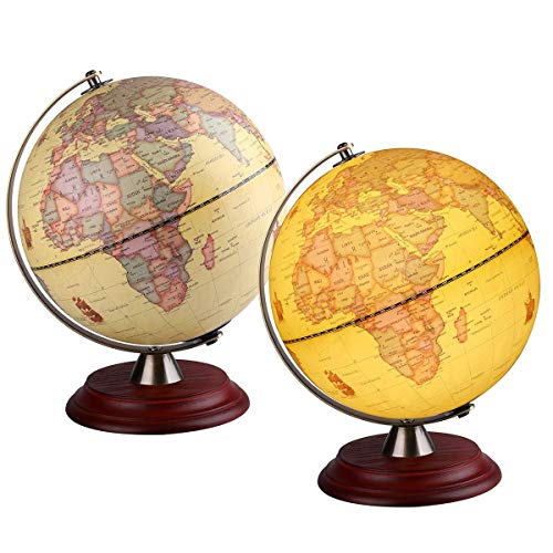 Illuminated World Globe for Adults & Kids with Wooden Stand,Built in LED Lamp for Illuminated Night View Antique Globe for Home D?cor and Office Desktop 8inch