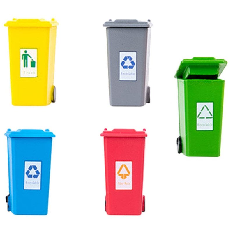 SHINEOFI Miniature Garbage Cans Mini Trash Can Toys with Opened Lids Simulation Curbside Waste Bin Model for Kids Toys Mini Recycle Bin Dollhouse Decor 1: 87 Scale