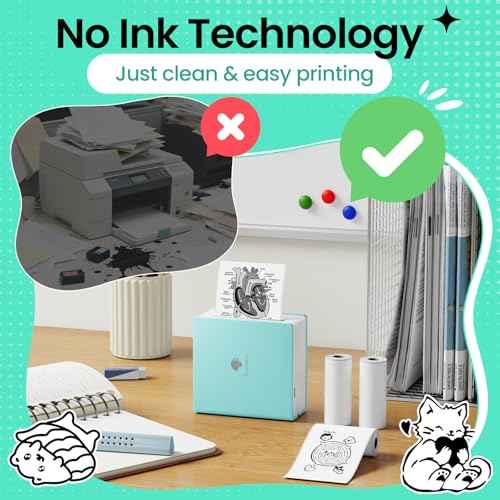 Phomemo Mini Sticker Printer- Mini Printer Sticker Maker Machine M02, Print Pods Suitable for Creative DIY, Diaries, Study Notes, Labels, Gifts, Portable Thermal Printer for School/Home/Office