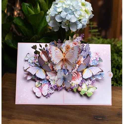 Butterfly Garden 3D Pop-Up Greeting Card ? Elegant Floral Pop-Up Card for Birthday, Mother¡¯s Day, Wedding, Anniversary