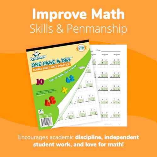Channie's One Page A Day Double Digit Math Problem Workbook for 1st Graders, 2nd Graders, and 3rd Grade Simply Tear Off On Page a Day For Math Repetition Exercise! Addition and Subtraction Workbook
