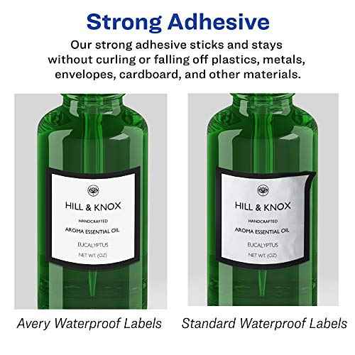 Avery Durable Waterproof Square Labels, Sure Feed Technology, 2" x 2", 300 Total, Oil and Tear-Resistant Waterproof Labels, Print-to-The-Edge, Laser/Pigment-Based Inkjet Printable
