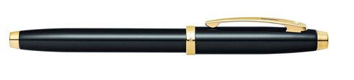 Sheaffer 100 - Refillable fountain pen, fine nib, glossy black lacquer finish, gold tone trim