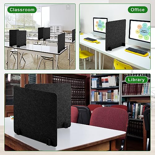 Kisston 6 Pack Acoustic Desk Divider Desk Partition 24 x 24" Stand Up Freestanding Desk Privacy Panel Noise and Visual Distractions Reducing Table Divider for Student Reception Area Office(Dark Gray)
