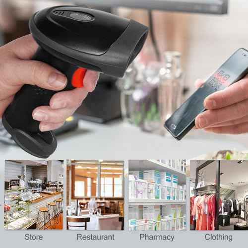 Barcode Scanner Wireless, Handheld Bar Code Scanner Versatile 2-in-1 (2.4Ghz Cordless & USB Wired) Book Scanner for Personal Library, Warehouse Inventory, Clothing Shops and More