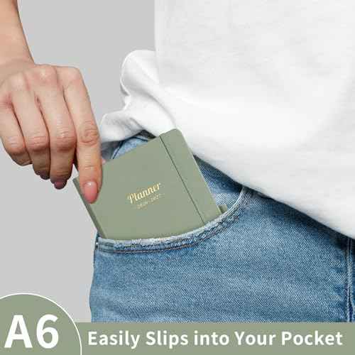 AHGXG Pocket Calendar 2026-2027 for Purse, Monthly Small Planner 2026-2027, Mini Size 3.9" x 6.7", 2 Year Monthly Planner (Jan 2026 - Dec 2027), Leather Hardcover, Sage Green
