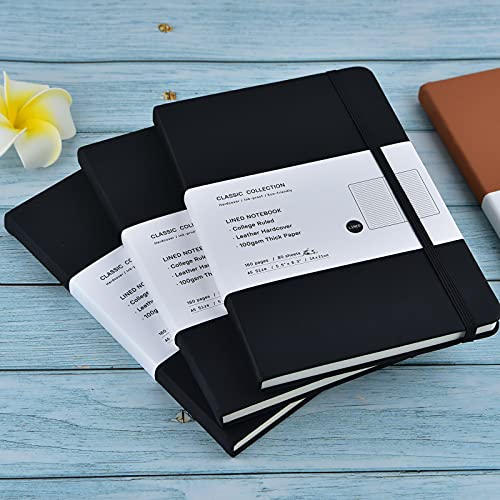 Coopay 12 Pack A5 Journal Notebooks Bulk, 160 Pages, 100GSM Thick Paper, 8.3 x 5.5 inch Hardcover Lined Leather Journals for Writing Office School Business,Bulk Notebook for Work Men Women (Black)