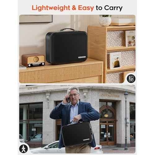 Fireproof Document Box with Lock, Waterproof Hard Shell File Organizer with 13 Pocket Accordion Folder for Important Documents, Laptop, Passports, Portable Home Office Travel Safe Box