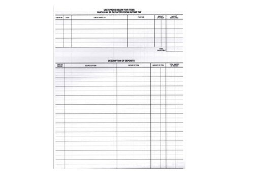 Pack of 5 Premium Check Registers for Deskbook Checks, Secretary Desk Register, Size: 6 3/8 x 8 1/4