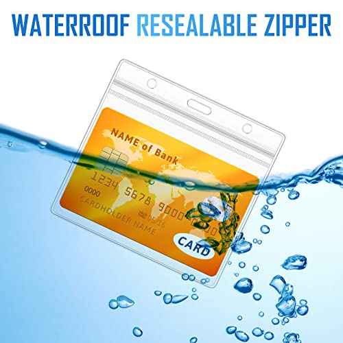 Eaasty 200 Pack Neck Hang Badge Holder with Labels, Clear Hanging Lanyard Style Name Badges Waterproof Name Tag Holders with Lanyard for Meeting Seminar Show Event and Conference