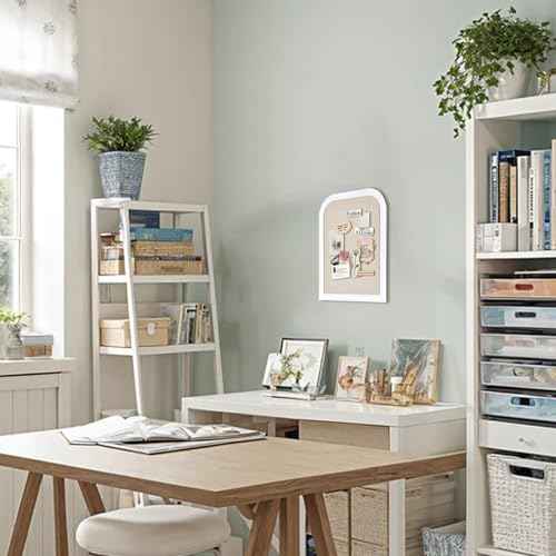 Bulletin Board with Linen, 17x13 inches Bulletin Board with White Wood Style Frame, Decorative Hanging Pin Board Vision Board Message Board for Office School Home Decor(2R&2S,L-4333,1p)