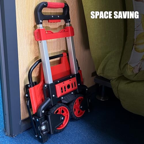 Folding Shopping Cart with Removable Waterproof Bag and Bungee Cord, Heavy Duty Push Cart with Mute Wheels, Portable Hand Truck for Shopping, Groceries, Travel and Office Use