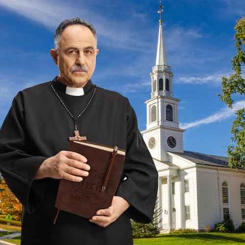 4 Pcs Christian Gifts for Men Pastors Appreciation Leather Bible Portfolio Scripture Notebook Bookmark Pen Religious Present Pastor Kit Supplies Accessories, 'I can do all things' Church Notes Journal